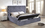 Velvet High Headboard Storage Bed- Grey Color #175790