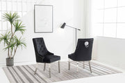 Modern Velvet Dining Chairs with Chrome Finish Legs Two in a Box- Black Color #171251