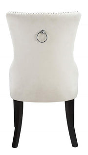 Modern Velvet Dining Chair with Black Wooden Legs and Chrome Locker Two in a Box- Beige Color #171223