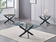 Clear Glass Top with Black Metal Legs Coffee Table and End Table #172571