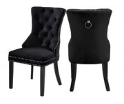 Modern Velvet Dining Chair with Black Wooden Legs and Chrome Locker Two in a Box- Black Color #171221