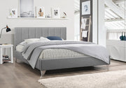 Grey Fabric Upholstered Bed with Chrome Legs #175715