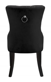 Modern Velvet Dining Chair with Black Wooden Legs and Chrome Locker Two in a Box- Black Color #171221