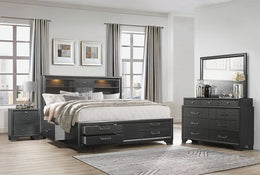 Modern- Classical Look Storage Bedroom Set with Jewelry Storage- Grey Color