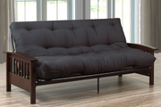 Metal Futon Frame with Brown Finish Wooden Arms #17237