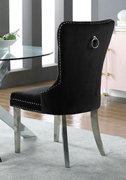 Modern Velvet Dining Chairs with Chrome Finish Legs Two in a Box- Black Color #171261