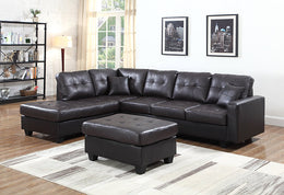 PU Leather Sectional Sofa with Reversible Chaise and Optional Ottoman in Espresso Color #179440