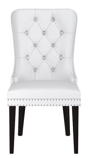 Modern PU Leather Deep Tufted Chair with Black Wooden Legs Two in a Box- White Color #171151