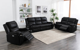 Gel Leather Power Recliner Set - Black #178032