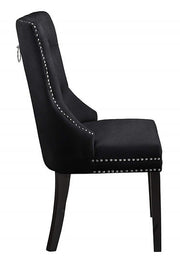 Modern Velvet Dining Chair with Black Wooden Legs and Chrome Locker Two in a Box- Black Color #171221