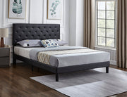 PU Leather Platform Bed with Button Tufted Headboard- Black Color #175380