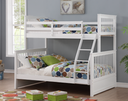 Solid Wood Single Over Double Bunk bed With/Without Drawers- White Color #17122
