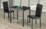 Marble Top with Metal Legs Table with PU Leather Upholstered Chairs Dining Set- Black