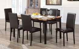 Faux Marble Top Table with PU Leather Chairs-7Pcs Dining Set #171017