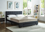 PU Leather Upholstered Bed with Drawer- Black Color #175480
