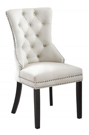 Modern Velvet Dining Chair with Black Wooden Legs and Chrome Locker Two in a Box- Beige Color #171223