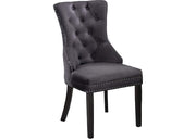 Modern Velvet Dining Chair with Black Wooden Legs and Chrome Locker Two in a Box- Grey Color #171220