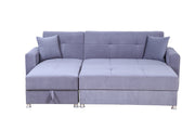 Sectional Sofa Bed with Storage Chaise and Chrome Legs- Grey Color #179470