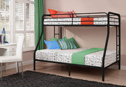 Metal Single Over Double Bunk Bed- Black Color