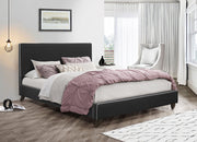 Fabric Upholstered Bed with White Piping- Charcoal Color #175745