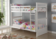 Solid Wood Single Over Single Bunk Bed- White Color #17121