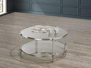 Clear Glass with Chrome Legs Round Modern Coffee Table #031320