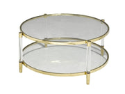 Clear Glass with Golden Legs Round Modern Coffee Table #031319
