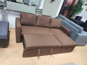 Sectional Sofa Bed with Reversible Chaise with Storage Underneath- Brown Color #16ROY