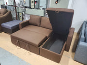 Sectional Sofa Bed with Reversible Chaise with Storage Underneath- Brown Color #16ROY