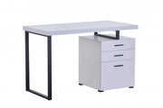 Computer/Study Desk with Drawers with Metal Legs- White #032196