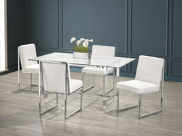 5Pcs Glass Dining Table Set - White