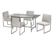 5Pcs Glass Dining Table Set - White