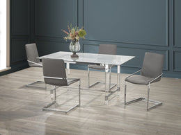 5 Pcs Glass Dining Table Set - Grey