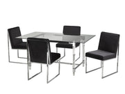 5 Pcs Glass Dining Table Set - Black