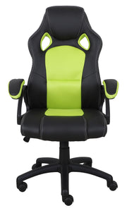 Black/Green Leather Office Chair #035203