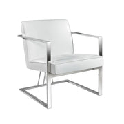 White PU Leather Accent Chair with Steel Base #108056