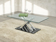 Glass Top with Silver and Black Base Coffee Table- 03343