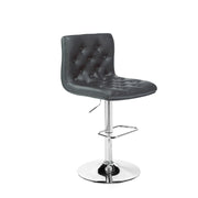 Button Tufted Leather Adjustable Bar Stools Two in a Box-Black Color