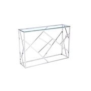 Clear Glass top with Chrome Finish Base Console Table #10100073
