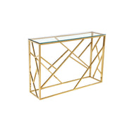 Clear Glass Top with Golden Finish Base Console Table #10100076