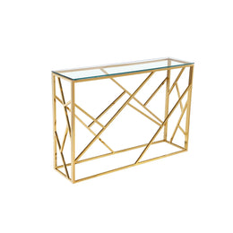 Clear Glass Top with Golden Finish Base Console Table #10100076