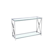 Clear Glass Console Table with Mirror Shelf #0103