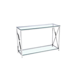 Clear Glass Console Table with Mirror Shelf #0103