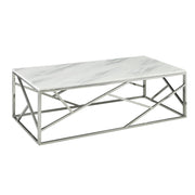 Faux Marble Top with Chrome Base Coffee Table, End Table and Console Table -100078