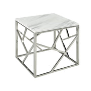 Faux Marble Top with Chrome Base Coffee Table, End Table and Console Table -100078