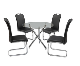 5Pcs Dining Table Set -Black