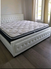 Leather Upholstered Hydraulic Storage Bed- White Color #01280