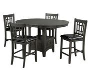 5Pcs Expandable Top Wooden Counter Height Set- Grey Color