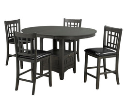 5Pcs Expandable Top Wooden Counter Height Set- Grey Color